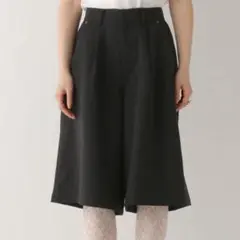 ブラック ワイドパンツ 膝下丈