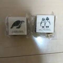 マリンワールド海の中道 ウッドスタンプ 2個セット(アオウミガメ　ペンギン)