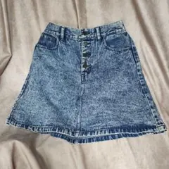 ケミカルウォッシュ デニム ミニスカート フロントボタンのサムネイル