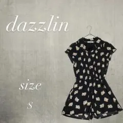 ダズリン オールインワン 半袖 半ズボン パンツ 裏地 花柄 カジュアル S