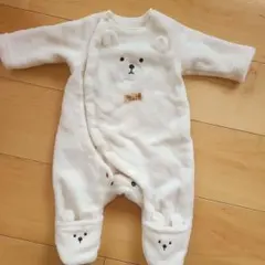 カバーオール ロンパース フリース 50cm 前開き くまさん