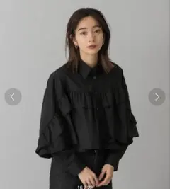 KBF ラッフルフリルシャツ ブラック