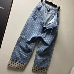 美品❣️ GU × Kappa❣️総柄❣️ロールアップ❣️ワイド❣️デニム❣️パンツ❣️のサムネイル
