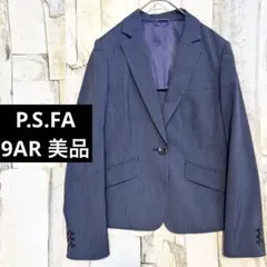 美品 P.S.FA キャリーマン ストライプ テーラードジャケット 9AR 紺