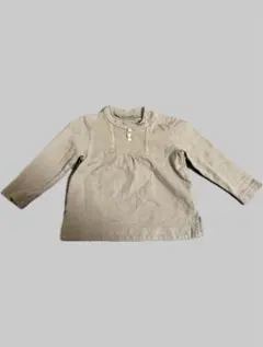 ベージュ 長袖 Tシャツ ボタン付き