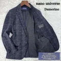 ナノユニバース ダメリーノ テーラードジャケット チェック ネイビー M