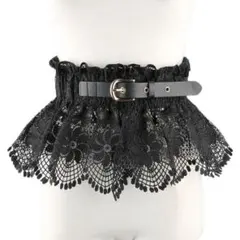 レース コルセット風 ブラック　ゴムベルト　太ベルト グランジ　 地雷系1073