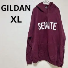 GILDAN SEVATE 【XL】ロゴ入り パーカー　バーガンディ