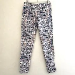 MOERY 花柄スリムパンツ カジュアルパンツ フ リーサイズ　ピンク系のサムネイル