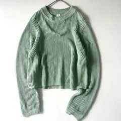 美品✨グリーンレーベル　ミックスカラー アゼクルーネック プルオーバー ニット