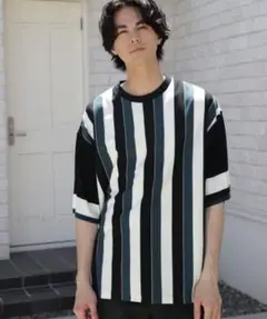 新品未使用 niko and... ニット袖ストライプTシャツ