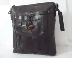 ダコタ　Dakota　ダークブラウン　編み込み　斜め掛け　ショルダーバッグ