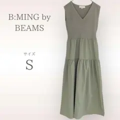 B:MING by BEAMS グリーン ノースリーブワンピース 異素材 ニット