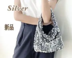 ハンドバッグ　スパンコール　シルバー　新品　韓国　パーティ　キラキラ　プレゼント