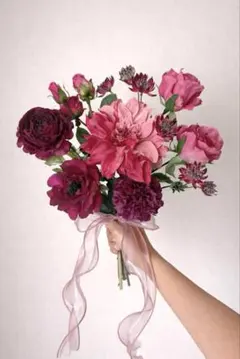 10ウェディングブーケ アーティフィシャルフラワー ブートニア付 結婚式 前撮り