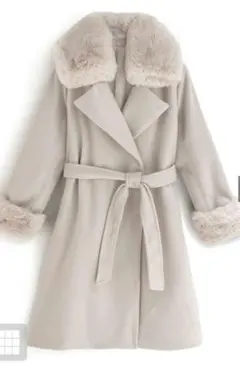 リボンベルト付きファーガウンコート[ze688]❁⃘*.゜