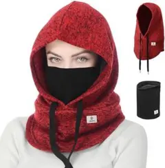 ✨セット✨フードウォーマー ネックウォーマー ワインレッド