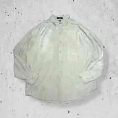 ヴィンテージシルク100%長袖シャツミントグリーン光沢オーバーサイズUSA古着L