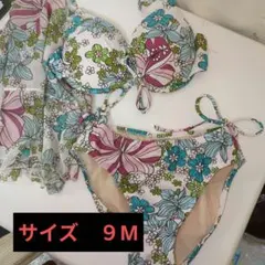 フラワープリント セパレート水着 パレオ付き　３点セット