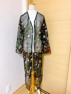 AMERI VINTAGE アメリヴィンテージ 花柄ロングカーディガン 黒のサムネイル