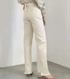 Back編み上げストレートパンツ