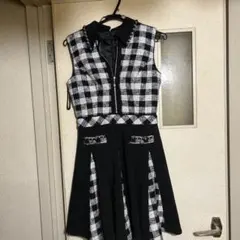 チェック柄ミニドレス ブラック・ホワイト an