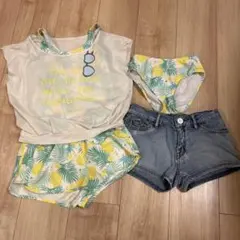 バナナセブン　パイナップル柄 セパレート水着 140cm 4点セット⭐︎