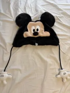 ミッキーマウス 耳付きフリース帽子 被り物