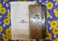 や*ダ様 COACH SIG ACRD ZP ARND 長財布 グリーン - メルカリ