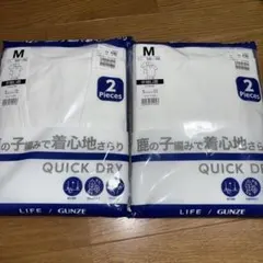 GUNZE メンズ インナー半袖U首2枚組 Mサイズ ２点吸汗速乾 鹿の子