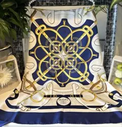 【新品未使用 】エルメス ハンカチ　エプロンドール　（サンプル付き） シルクバンダナ 《エプロン・ドール》 - ブルー | Hermès