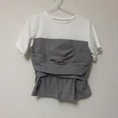 Classical Elf　ペプラムデザインTシャツ　白　グレー