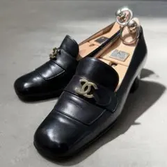シャネル パンプス ココマーク 5cm チャンキーヒール レザー ブラック 36のサムネイル