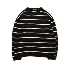 90's vintage ブラウン×ホワイト ボーダー クルーネックニット