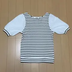 archives アルシーヴ ボーダー パフスリーブ 半袖 カットソー