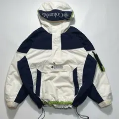 90s コロンビア アノラックパーカー L 白 紺 ナイロン 中綿 7556