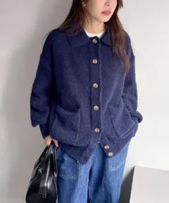 【FREDY emue】ブークレニットシャツカーディガン