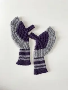 ハンドウォーマー　ハンドメイド　ドイツの手編みの手袋　オパール毛糸　単色　UNI