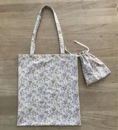 アンティークフラワー　エコバッグ＆巾着バッグセット　ハンドメイド