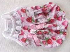 ★胴３６ｃｍ★メッシュプリントイチゴ柄のふんわりキャミ