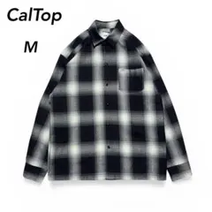 CalTopキャルトップ　オンブレチェック長袖フランネルシャツ　白黒　M