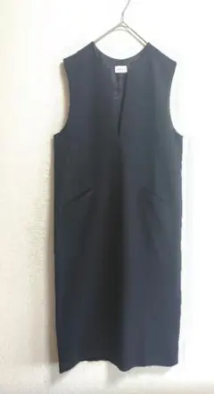 グリーンレーベルリラクシング　カルゼ キーネック ジャンパースカート　ブラック