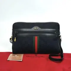美品□グッチ シェリーライン G金具 レザー ショルダーバッグ ゴールド