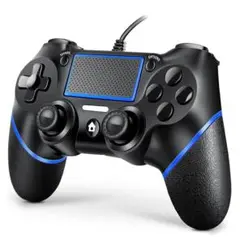 ✨ PS4コントローラー 有線 ゲームパッド USB接続 ブラック ブルー