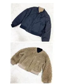 アースミュージック＆エコロジー　リバーシブルブルゾン　もこもこ　Mサイズ