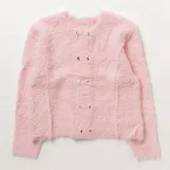 YUGA　ピンクシャギーカーディガン