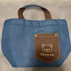 リラックマ デニム風 ミニトートバッグ　ランチバッグ