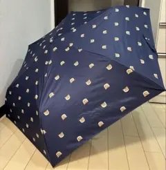 ポール&ジョー　折りたたみ傘 ネイビー 猫柄 雨傘