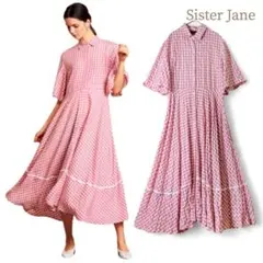 シスタージェーン／ギンガムチェック フレアワンピース ピンク 半袖5分袖