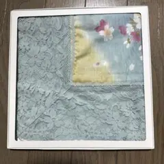宇野千代　花柄レース付きストール　大判ハンカチ　箱付